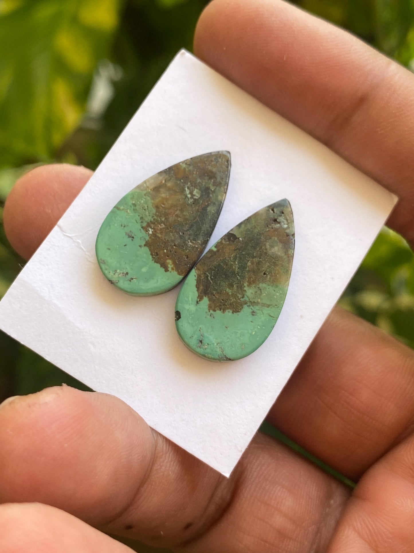 Turquoise pair big natural hubei mines stunning pattern  smooth turquoise pcs 2 wt 22.50 carats big size 25x14mm turquoise earrings supply