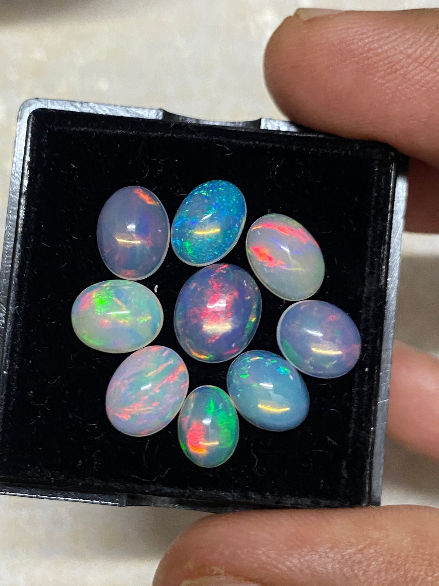 Beautiful Fire opal cabochons lot size 8x6-10x8mm wt 8.45 carats pcs 9 opal cabochon fire opal  aaa quality fire opals cabochons