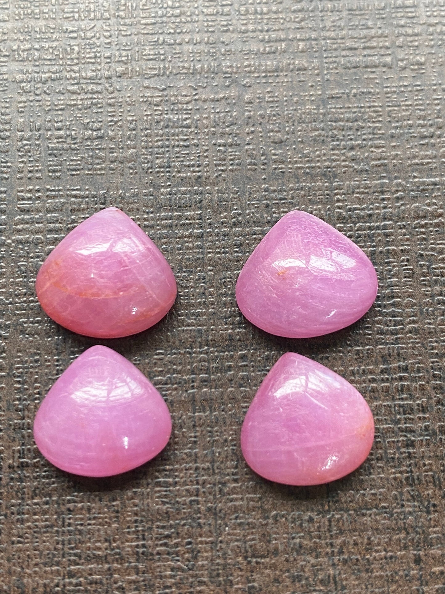 Rare pink sapphire heart shape cabochons pcs 4 wt 27 cts size 12x11-13x12mm natural unheated untreated sapphire pink sapphire earring supply