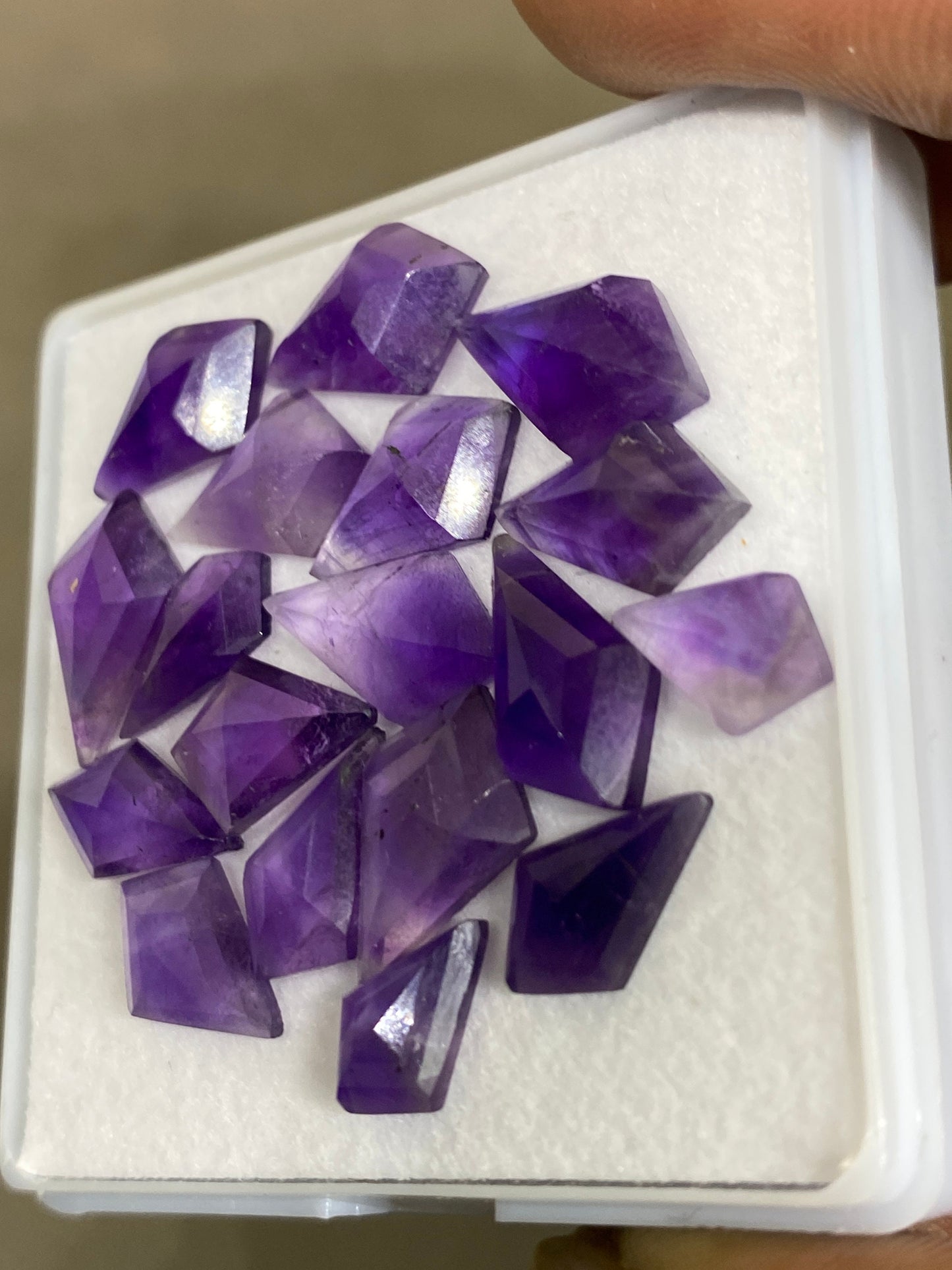 Gorgeous amethyst  Kite step cuts wt 31 cts  pcs 18 size 10x7-15x9mm Amethyst stepcut kite