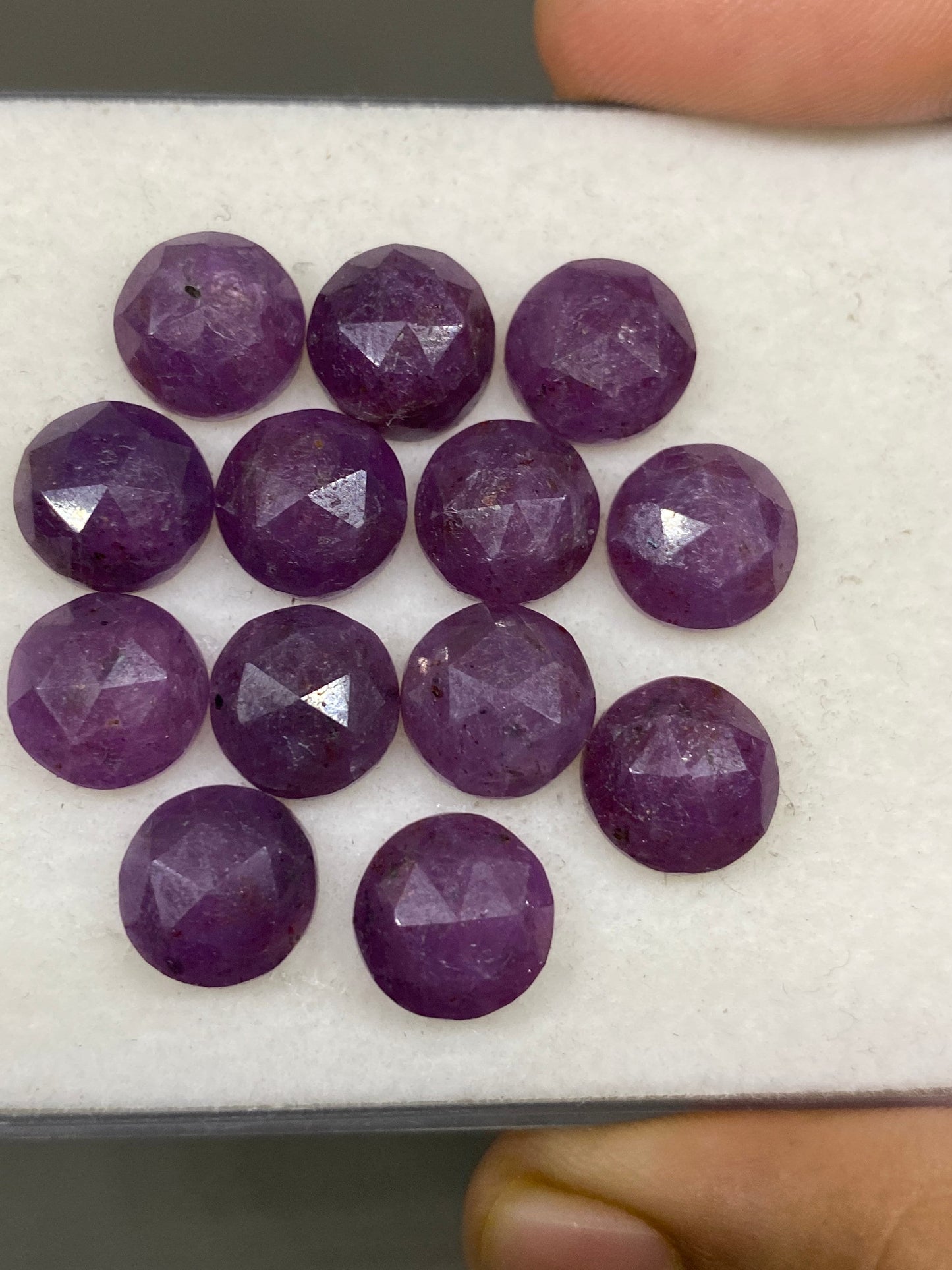 Purple red Sapphire Rosecut flats round shape  wt 71 cts 10mm pcs 13 purple sapphire round rosecut