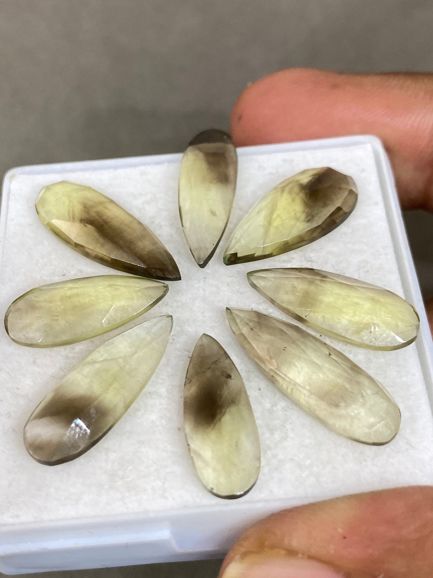 Rare Stunning  bi color lemon quartz rosecut pear wholesale lot fine quality pcs 8 wt 32 carats size 9.1x7.4mm-13x8mm pendant ring