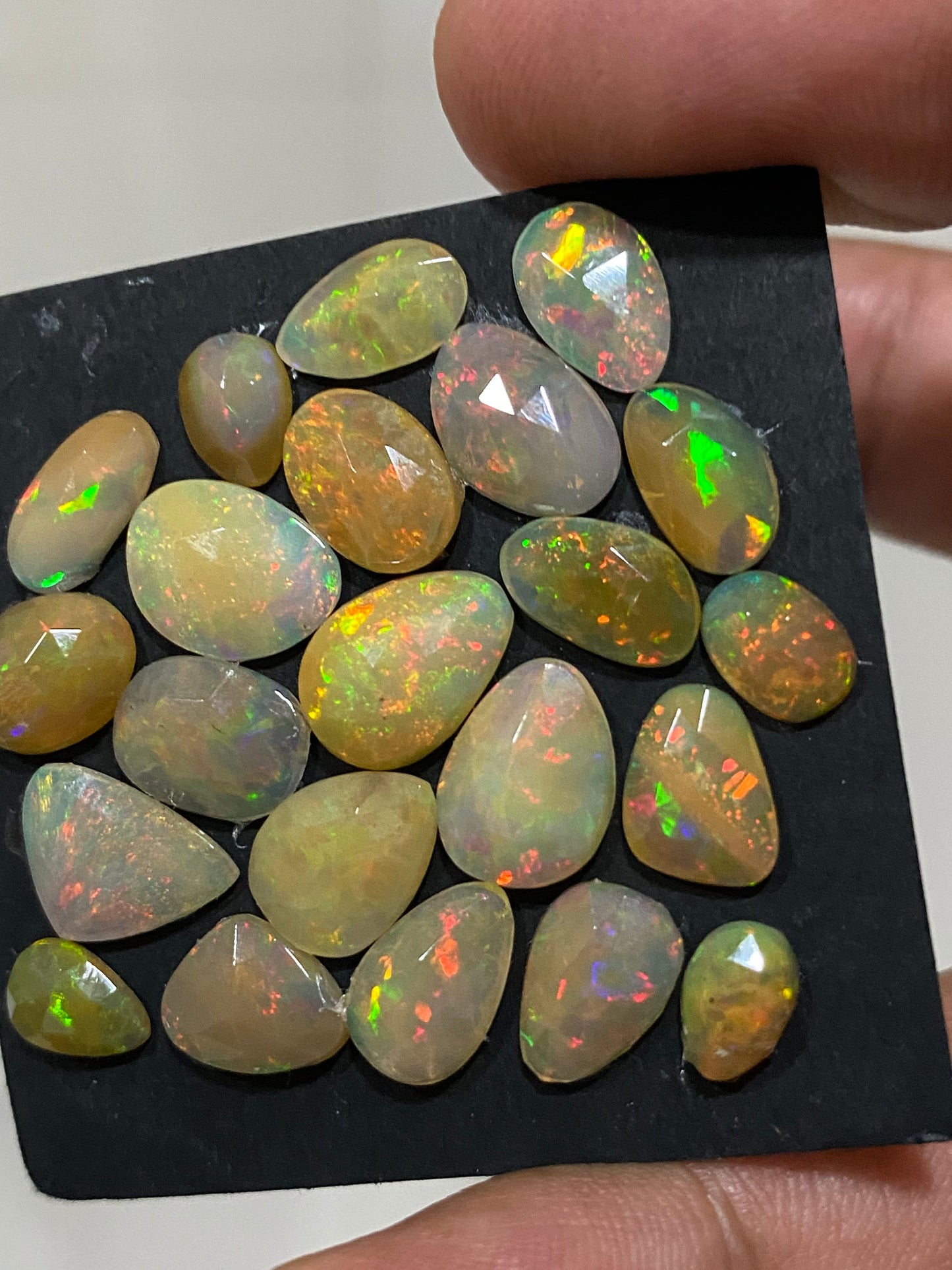 Fascinating yellow base multi fire mix shapes Ethiopian mines opal rosecut wt 16 cts pcs 22 size 8.5x7.5mm-12.5x8.5mm  opal rosecut