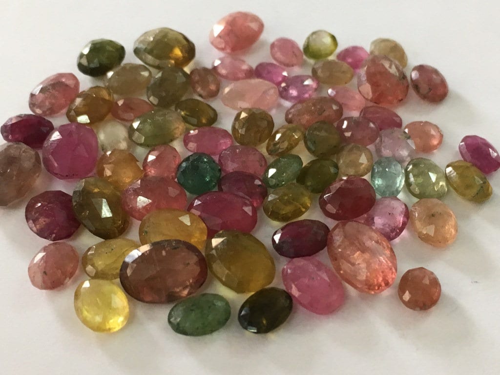 Beautiful colorful Tourmaline oval nuggets faceted size 6x5mm to 10x7.3mm natural colorful  watermelon tourmaline wholesale lot wt 77.50 cts