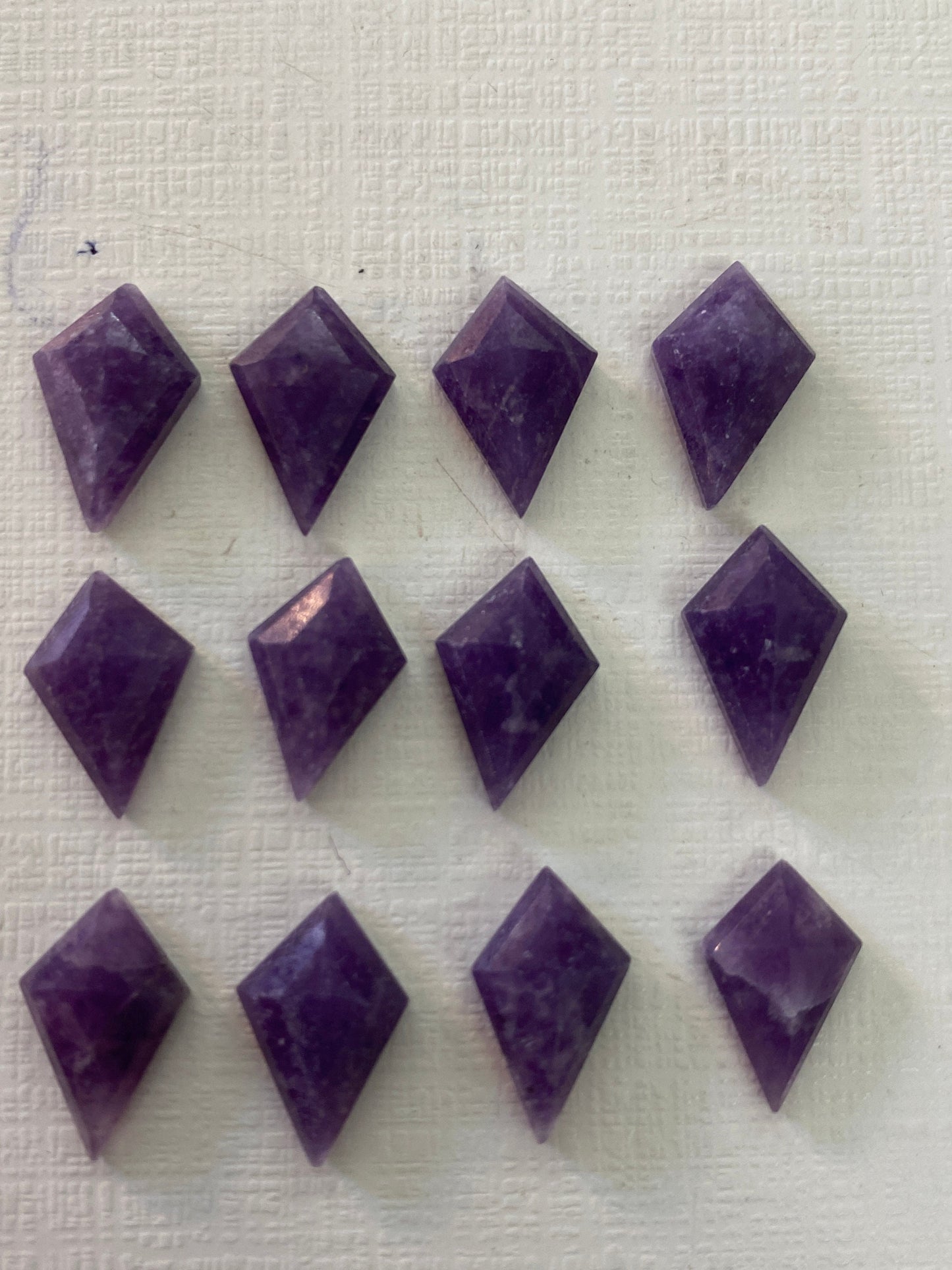 Rare purple lepidolite kite step cut gems stepcut pcs 12 Wt 32 cts size  kite lepidolite rosecut