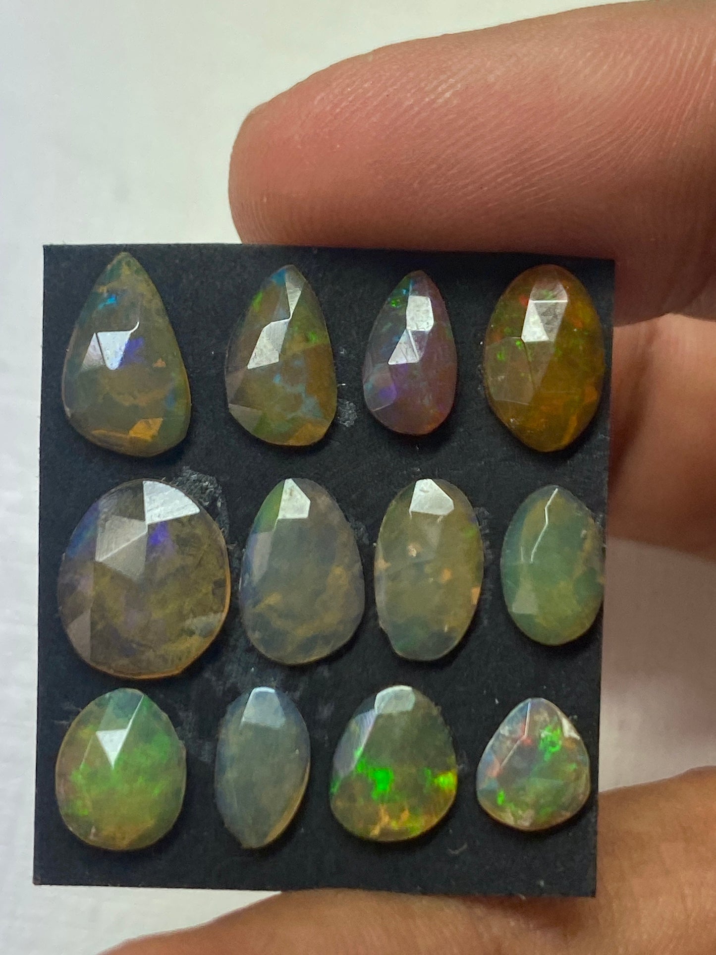 Enchanting yellow green Ethiopian opal rosecut Welo opal rosecut aaa quality wt 6.5 cts pcs 12 size  6.2x6-10x9mm rosecut fire opal rosecut