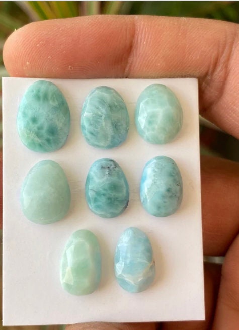 Larimar rosecut ovalish shape  natural Larimar rosecut cabochons Larimar jewelry supply