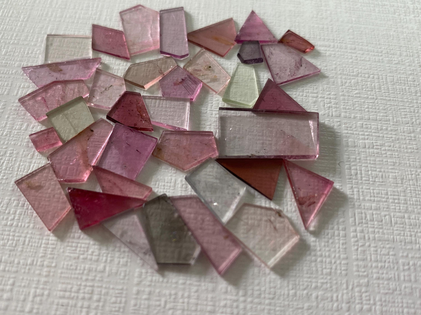 Alluring pink tourmaline geometric smooth flats lot fine quality wt 26 carats size 4x3-17x9mm pcs 35 natural tourmaline