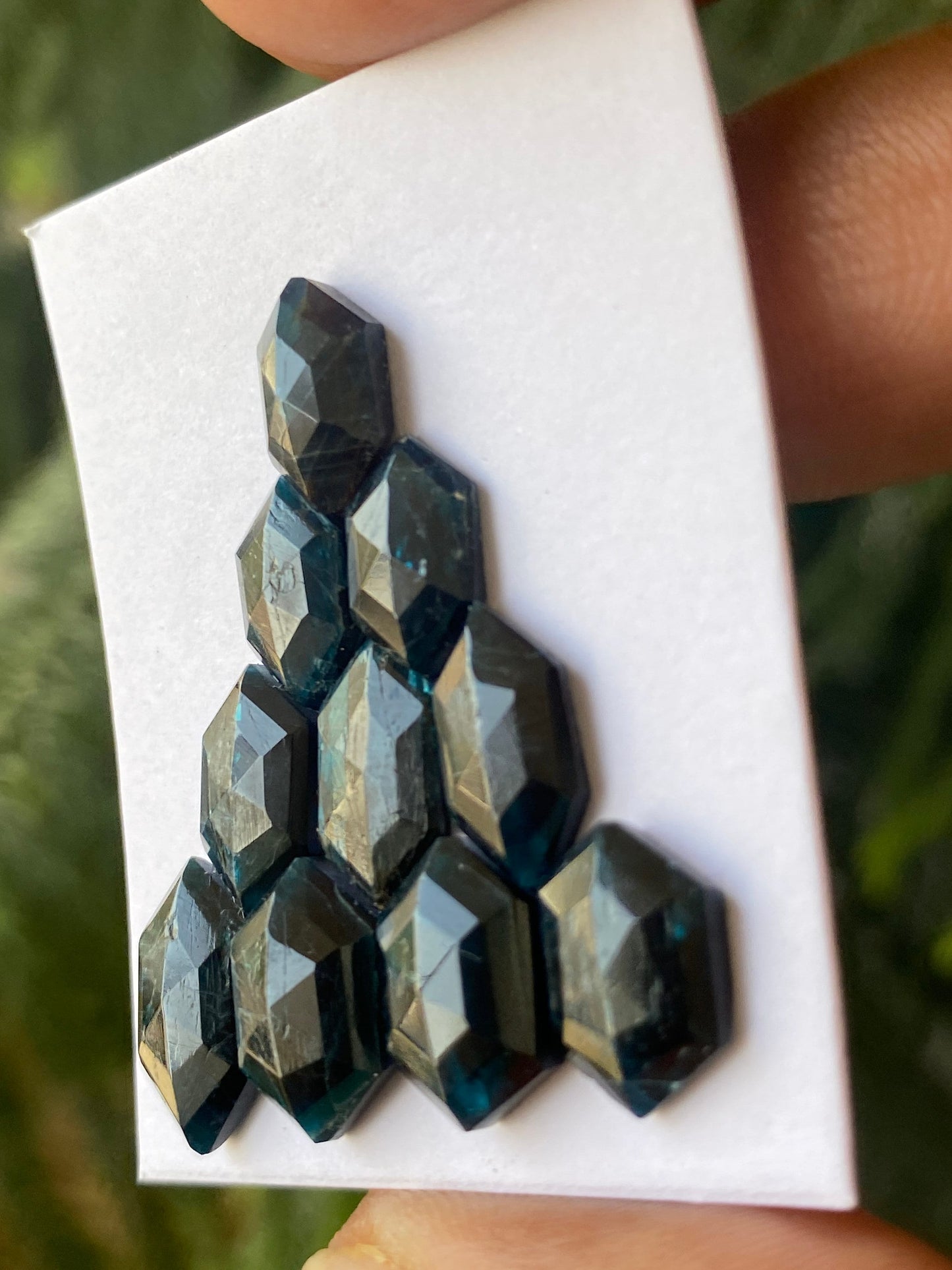 Dazzling rare teal kyanite hexagon stepcut flatback amazing quality lovely color weight 33 carats pieces 10 size 11.9x7-14x8mm teal kyanite