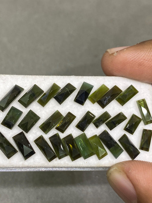 Ravishing Rare Green tourmaline sugarloaf step cuts weight 14.75 cts pcs 28 small size 3.8mm-6x4.6mm tourmaline stepcut sugar loaf flatback