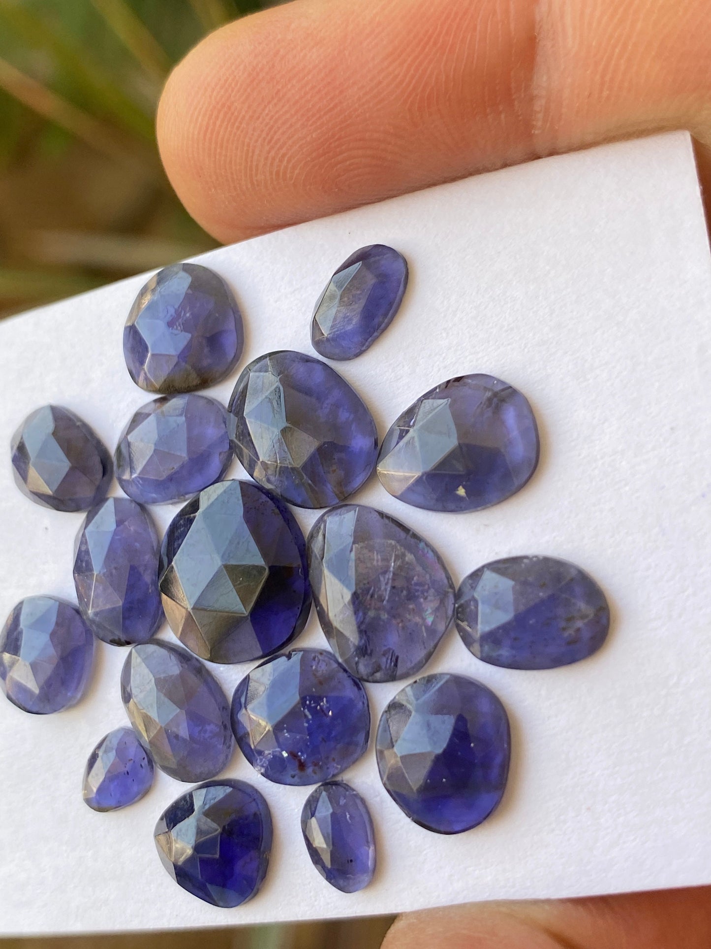 Beautiful Rare iolite rosecut wholesale lot fine quality weight 21 carats size 6x5mm-12x11mm pcs 17 iolite rosecut