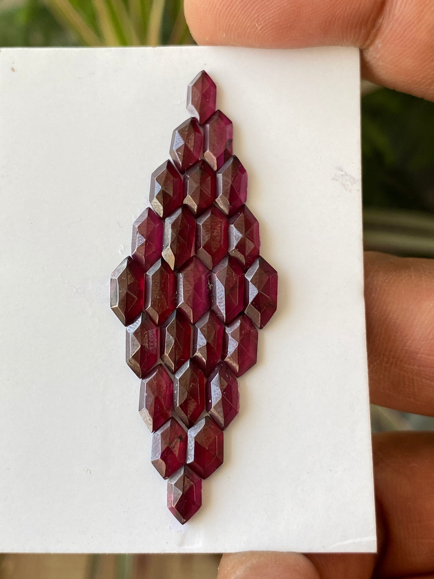 Vivacious Rhodolite garnet hexagon step cuts aaa quality wt 27 cts pcs 25 size 8x4mm-9.8x4mm Rhodolite garnet stepcut hexagons