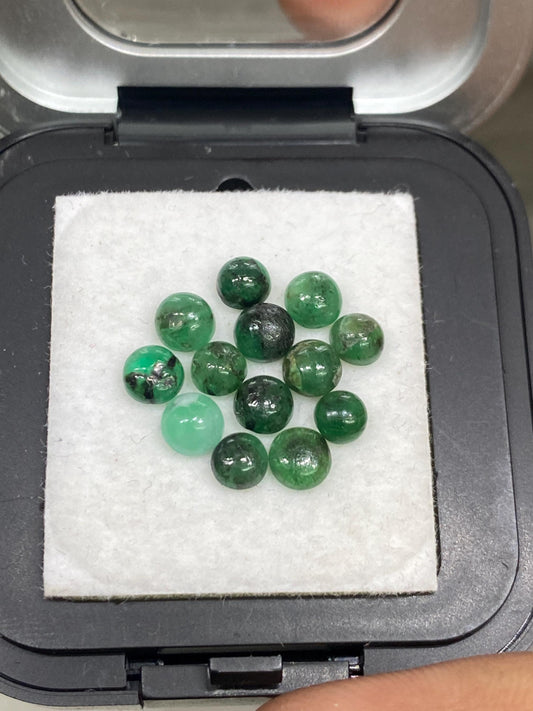 Stunning rare Emerald cabochons smooth polished round pear weight 5.30 cts size  4mm-4.5mm pcs 15 Emerald cabochon