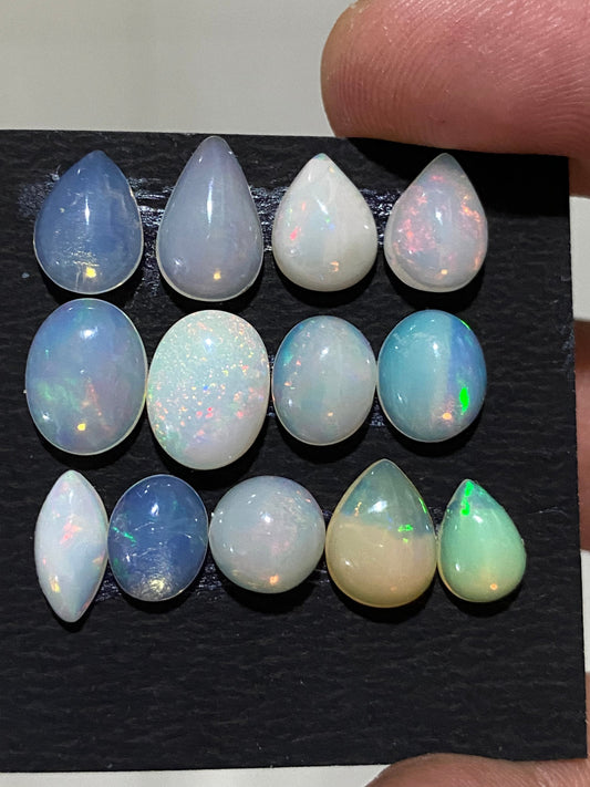 Dazzling Ethiopian opal cabochons Welo opal cabochons wt 15 cts pcs 13 size 8.5x6.3mm-11.3x8.5mm opal fire natural opal cabochons