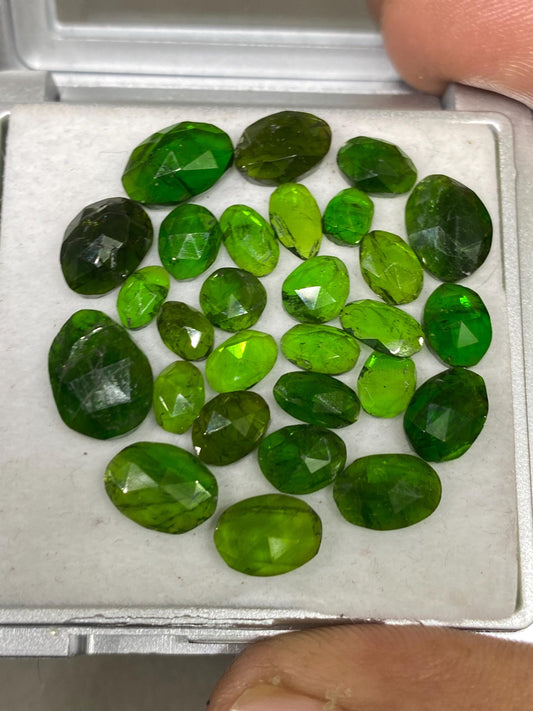 Stunning Rare chrome diopside rosecut vivid green color weight 32.70 carats size 5.5x4mm-11x8mm pcs 28 Chrome diopside rosecut