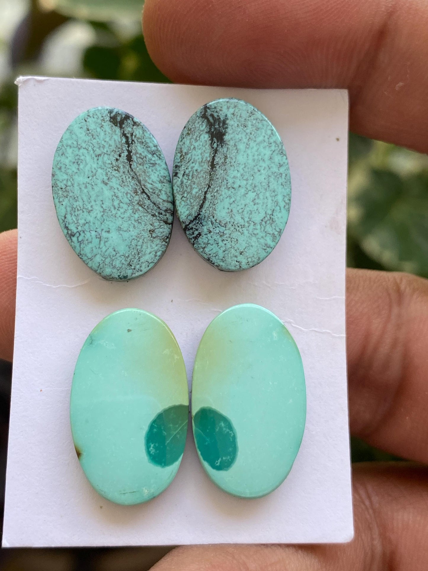 Awesome Turquoise pairs natural hubei mines smooth polished cloud mountain pcs 4 wt 42 carats 19x13mm-21x13mm turquoise earrings supply