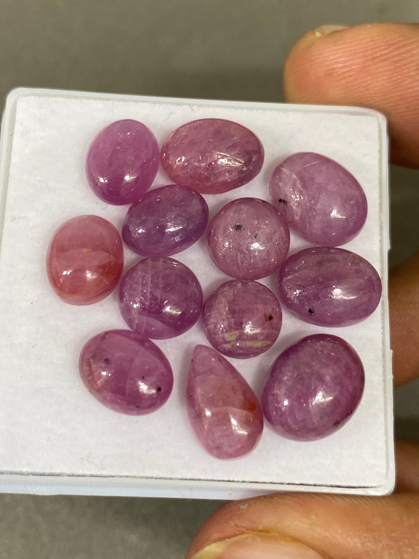 Nice rare natural pink sapphire cabochons smooth pcs 12 wt 44.20 cts size 9.3x7-11x9mm unheated untreated natural ruby lighter than picture