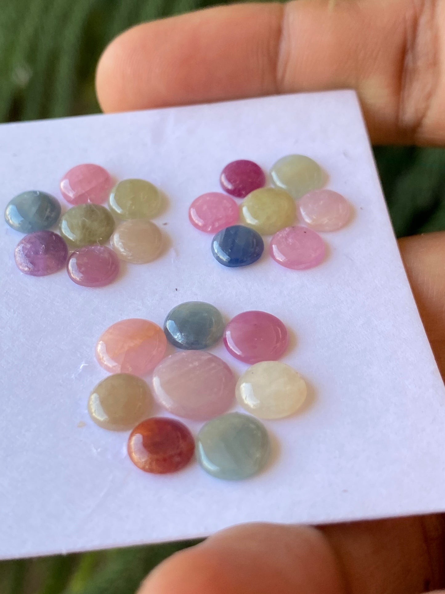 Gorgeous Rare colorful natural sapphire  round smooth flat cabochons fine  pcs 22 wt 28 cts size 6.3mm-9.4mm natural multi sapphire round