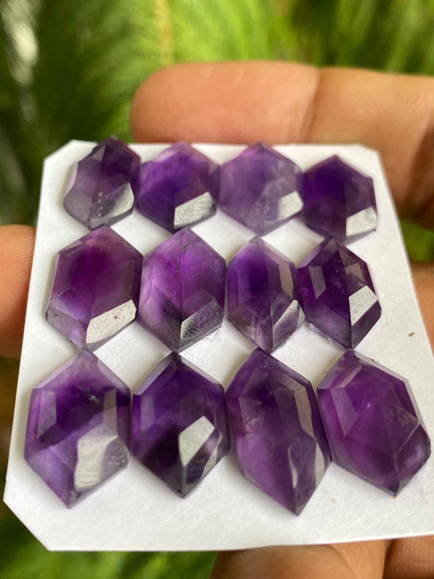 Fabulous amethyst hexagon stepcut gems weight 63 carats pcs 12 size 16x9-19x10mm amethyst hexagon stepcut gems