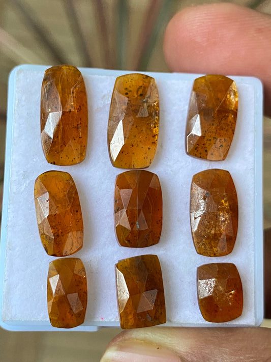 Fantastic Rare orange kyanite rosecut cushion  flats fine quality wt 31.5 cts pcs 9 size 8.8x7mm-14x7.8mm quality rosecut kyanite