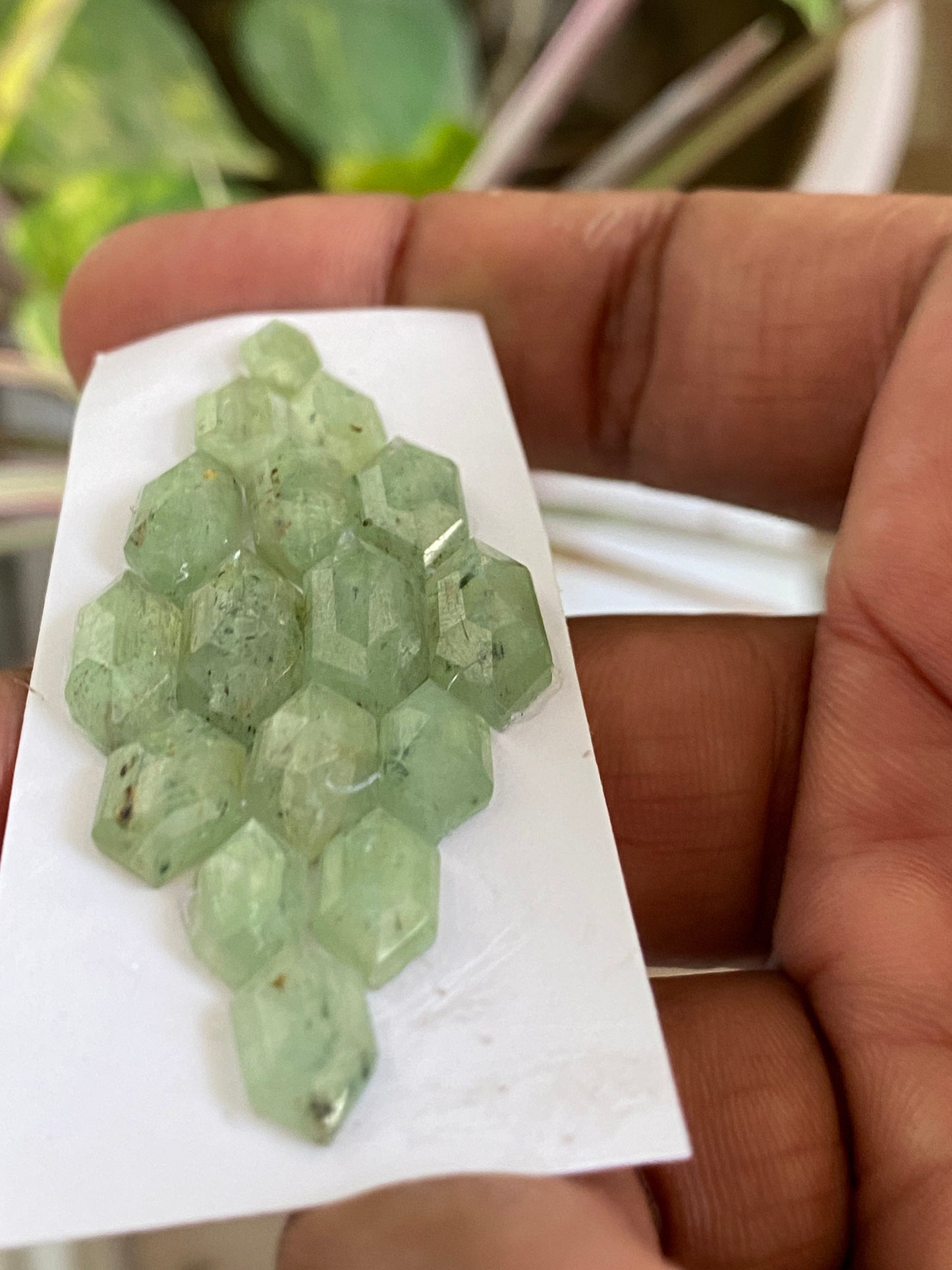 Stunning rare moss green kyanite hexagon stepcut flats fine quality weight 49 carats size 9.5x5.4mm-17x7mm pcs 16 quality moss green hexagon