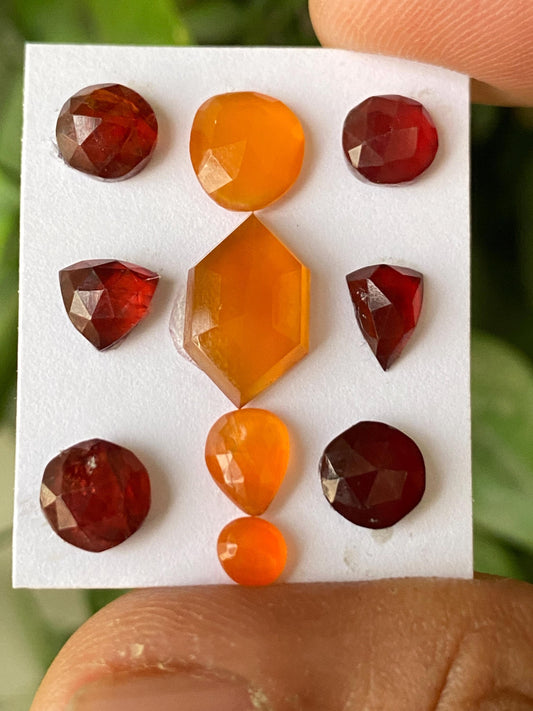 Stunning rare rosecut red garnet carnelian  rosecut pcs 10 wt 14.15 cts mix sizes 4.8mm-13.8x8.5mm mix gemstone rosecut