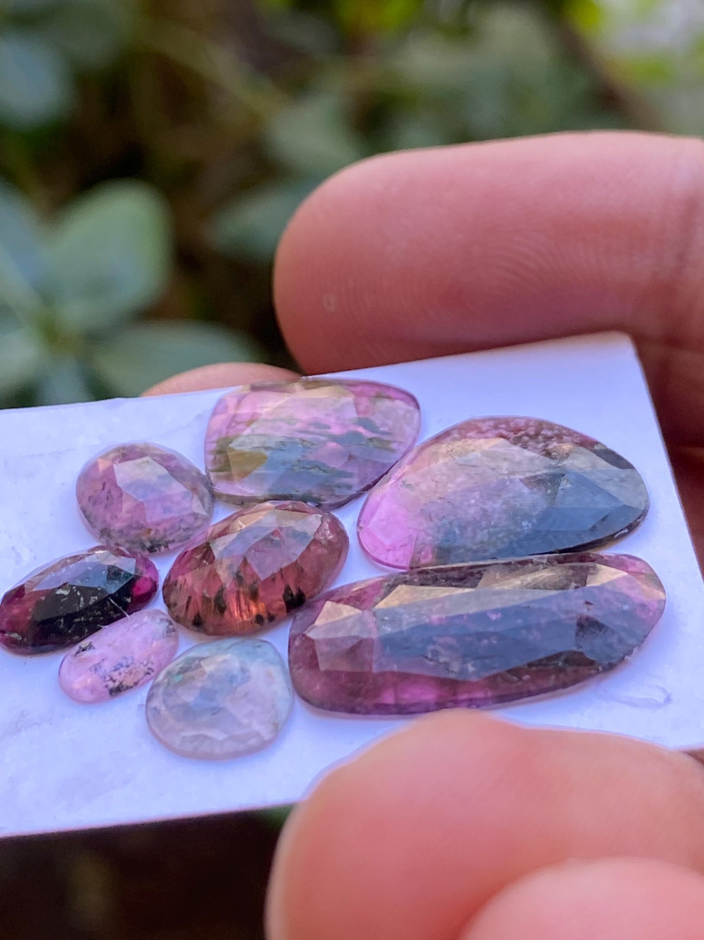 Watermelon Pink multi tourmaline rosecut lot amazing quality weight 17 carats size 7.1x4.6mm-20.3x10mm pcs 8 natural tourmaline rosecut lot