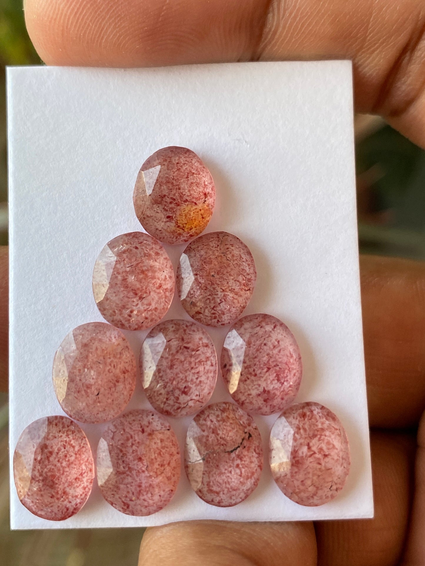 Fascinating Strawberry quartz rosecut wt 29 carats pcs 10 beautiful pink strawberry quartz rosecut good size 11x8-11x9mm quartz rosecut gems