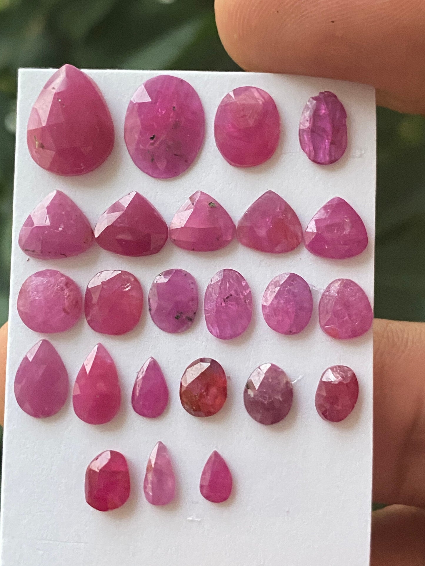 Beautiful natural unheated untreated  pink ruby rosecut flats amazing color mixed shapes wt 22 cts pcs 24 size 5.3x3.6mm-12.4x9.7mm ruby cut