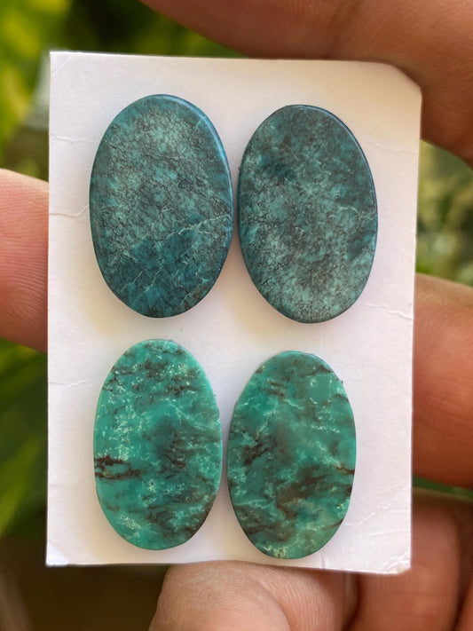 Awesome Turquoise pairs natural hubei mines smooth textured cloud mountain pcs 4 wt 37 carats 21x13mm-22x14mm turquoise earrings supply