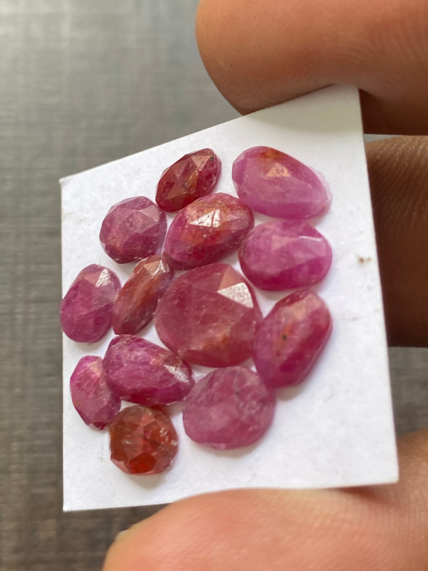 Amazing Rare natural ruby rosecut lot  mix shapes pcs 13 wt 18 cts size 7.5x5.5mm-11x8mm unheated untreated ruby rosecut