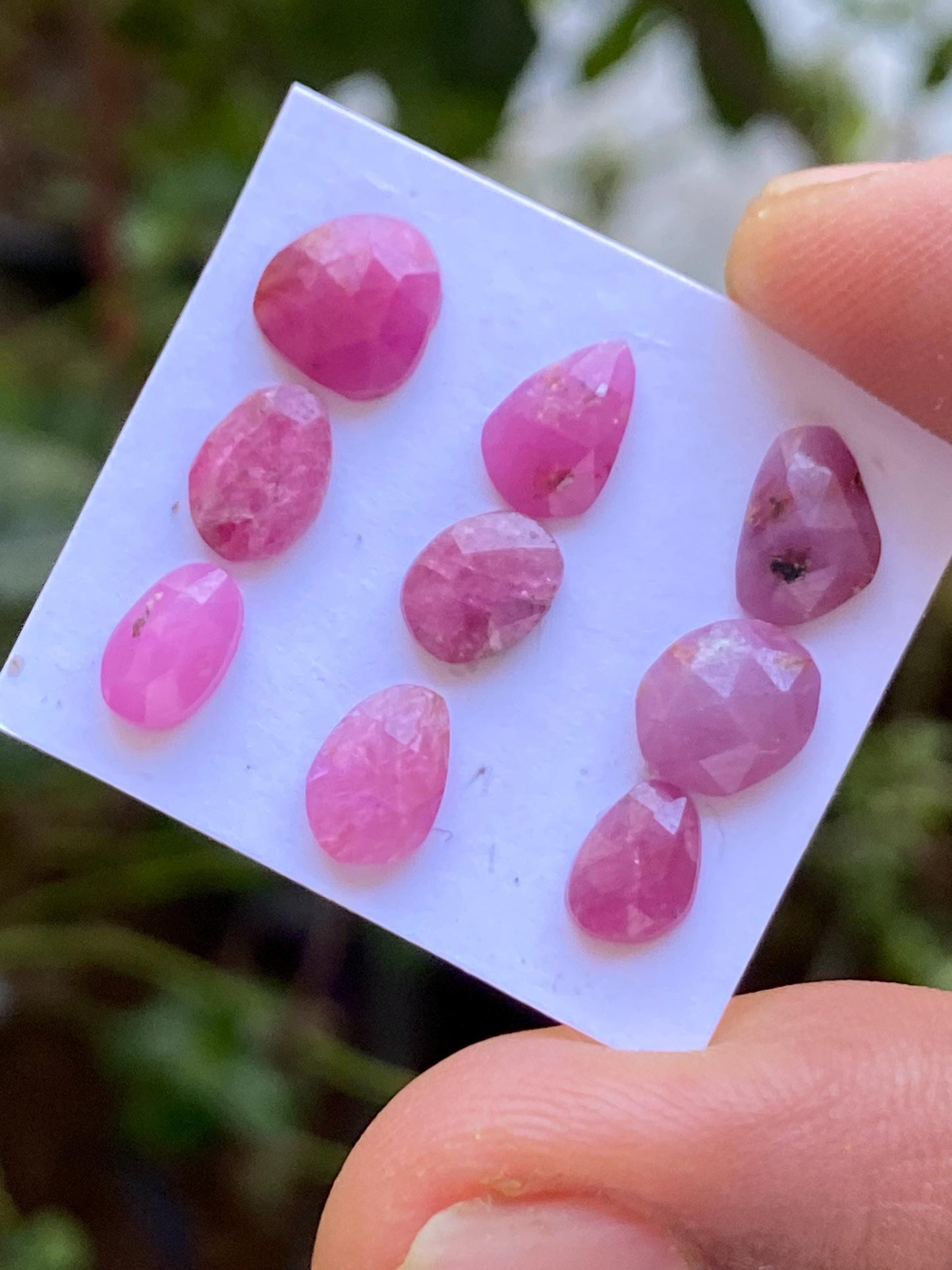 Ravishing Rare mozambique mines ruby pear rose cut wt 10.85 cts  pcs 9 size 6x4mm-7.8x6mm ruby pear rosecut flatbacks