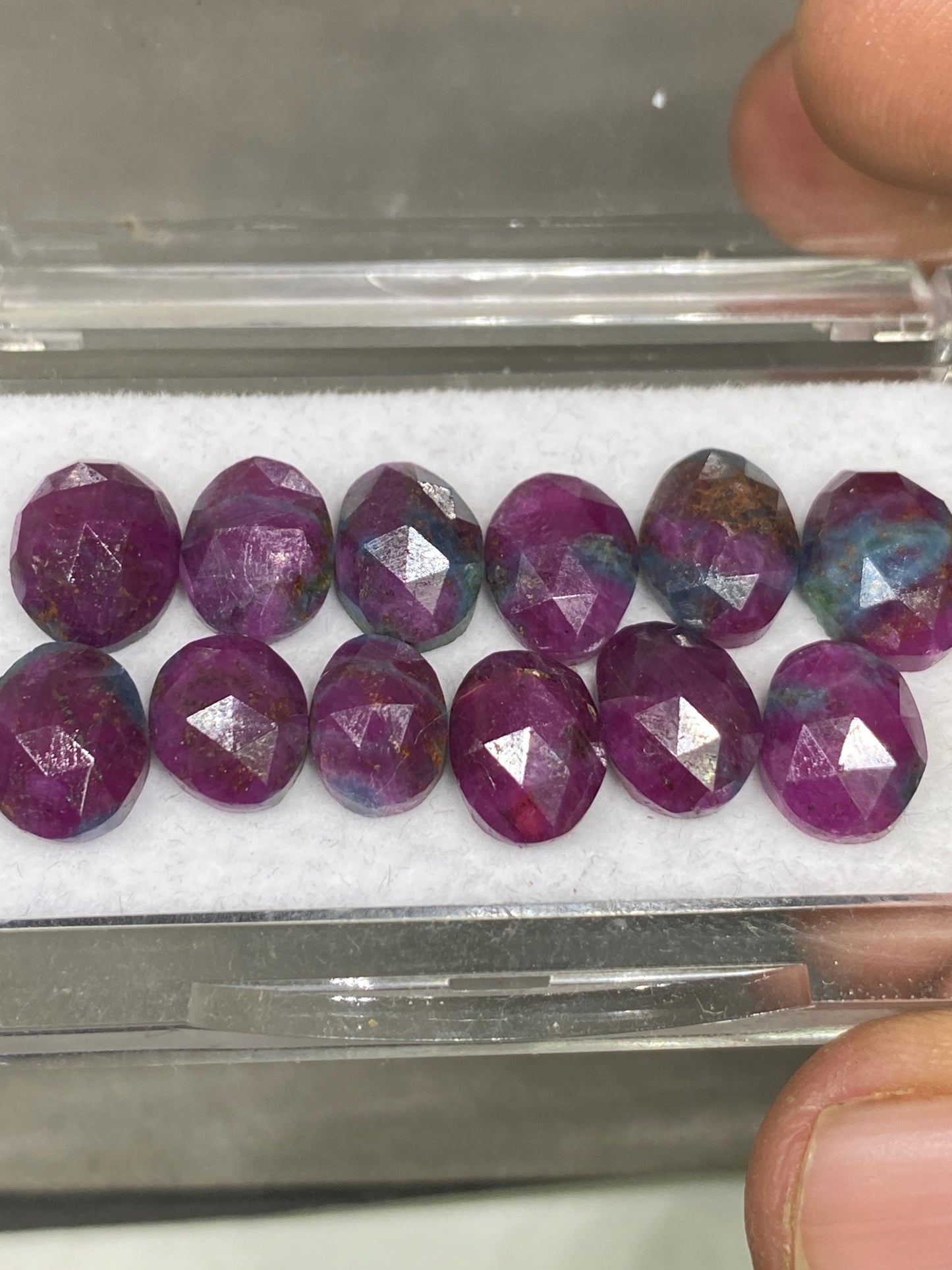 Gorgeous rare natural ruby fuschite rosecut ovalish lot  pcs 12 wt 46.25  cts size  9x7mm-11x8mm unheated untreated ruby rosecut