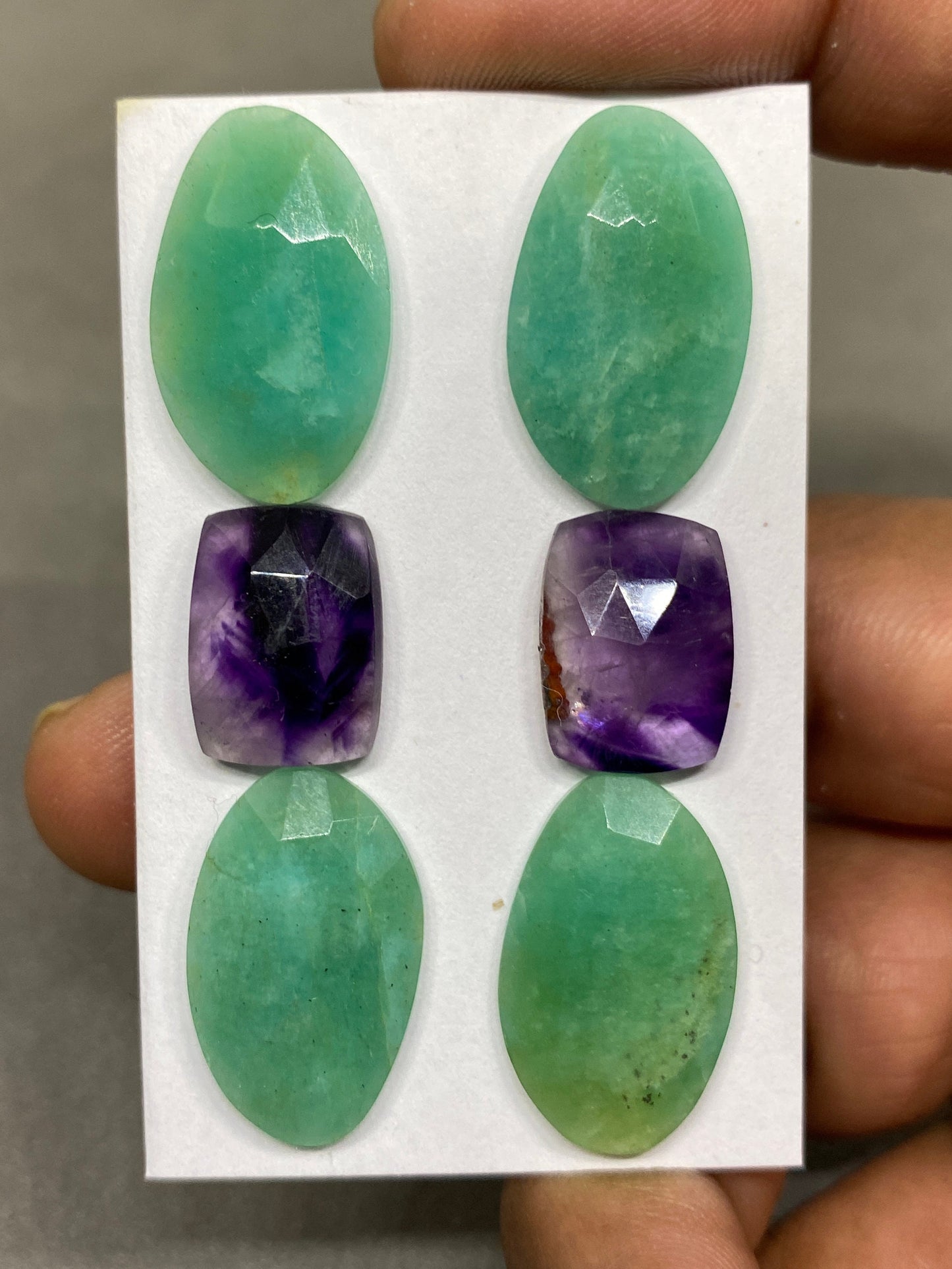 Very beautiful amazonite rosecut Ametrine flats fine quality faceted pcs 6 weight 51 carats size 16x11mm-23x14mm gemstone flats