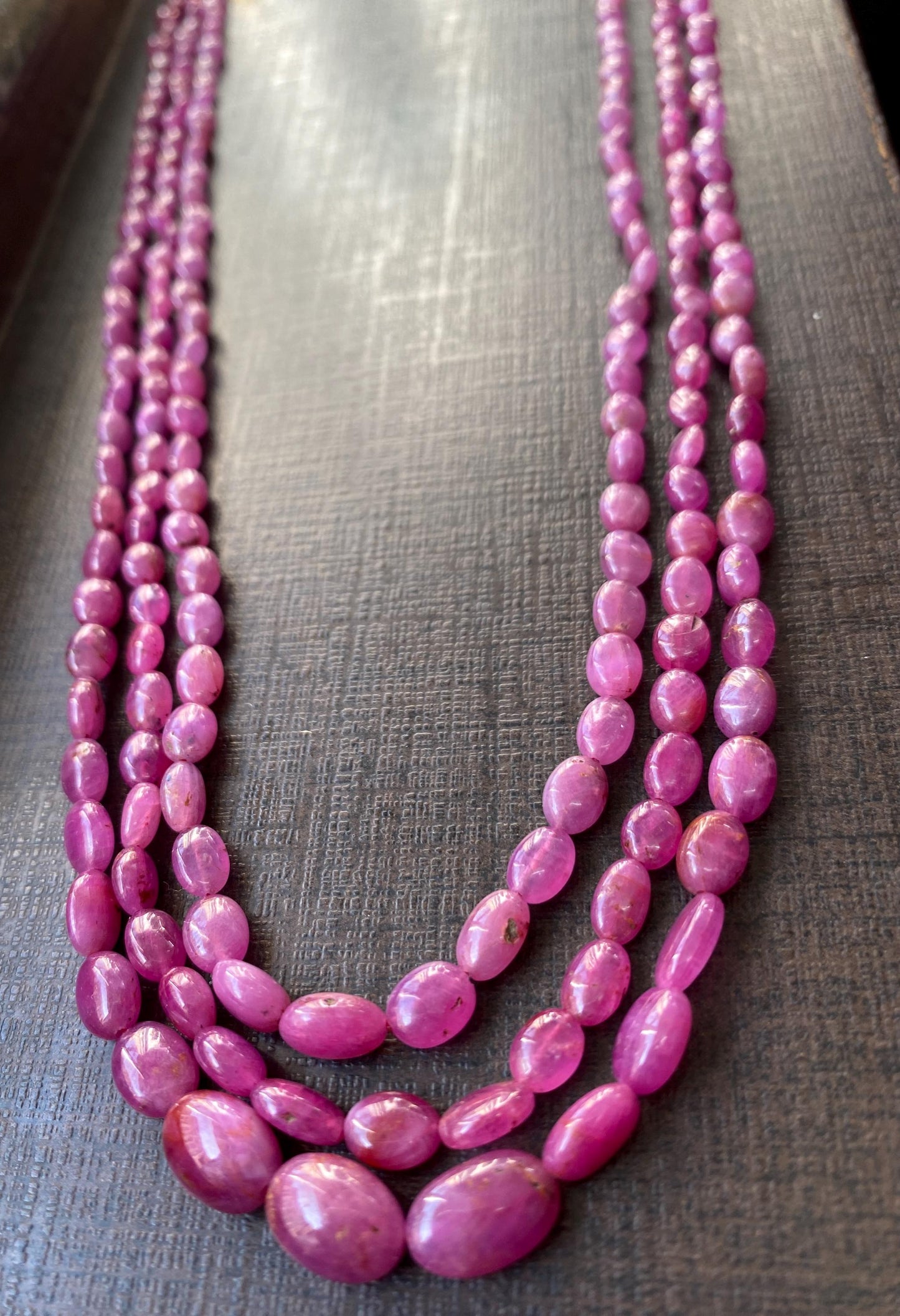 Rare Natural Ruby  necklace smooth polished ruby oval nuggets weight 226.40 carats size 4.5x3-10.8x7mm Length 17,17.5 & 18.5 Inches ruby