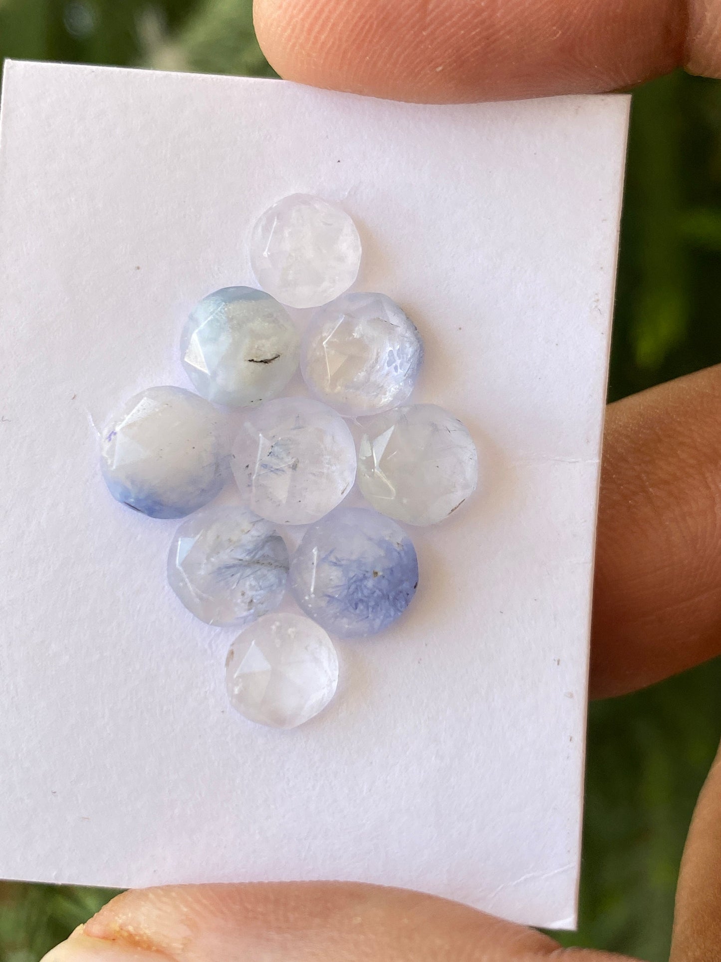 Cute rare Dumortierite in quartz rosecut pcs 9 Wt 15 cts size 7.5-8.3mm Brazilian mines dumortierite cabochons flatback rosecut