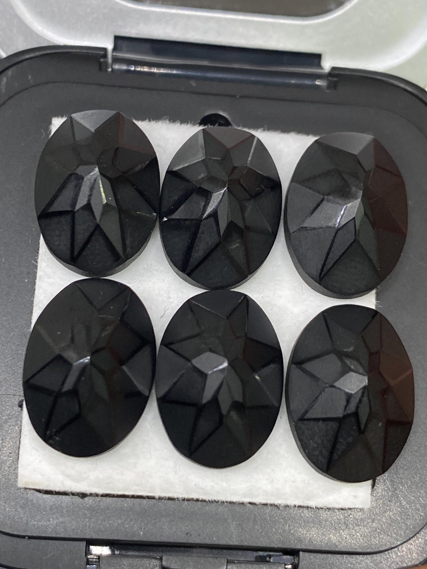 Rare Precision cut black spinel oval cut stones amazing quality pcs 6 weight 49 carats size 14x10mm black spinel cutstones