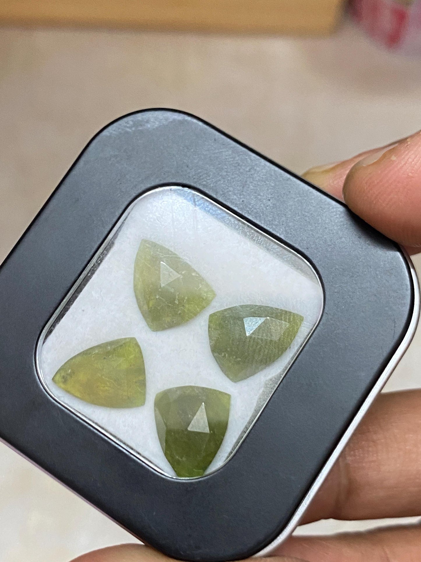 Stunning vesuvianite Shield and trillion rosecut idocrase rosecut wholesale lot weight 14.50 carats pcs 4 size 12x9mm   flatback gems