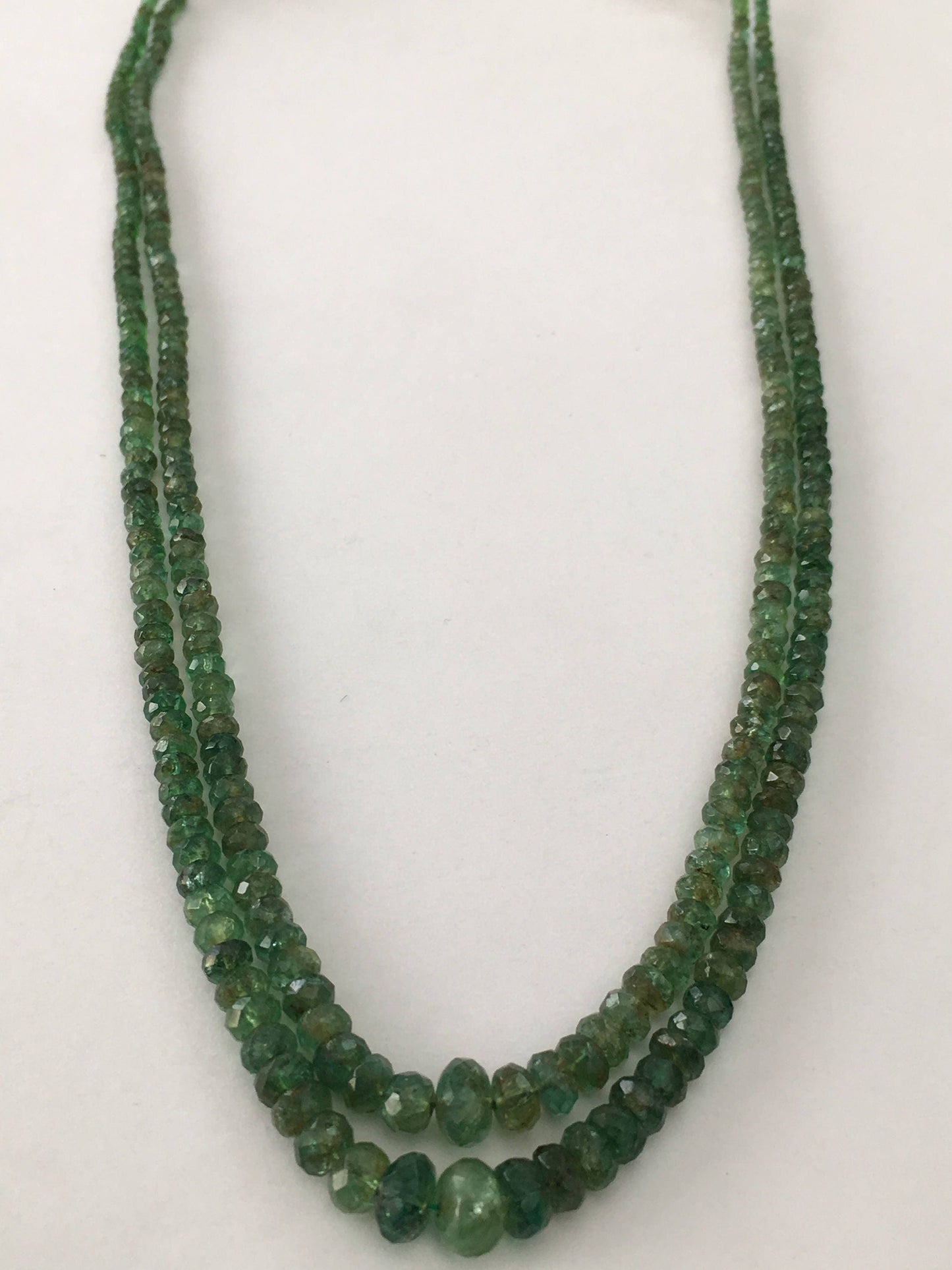 Emerald faceted beads rare necklace 2.2 mm to 7mm faceted emerald beads necklace weight 73.10 cts length 13.5 and 14 inches