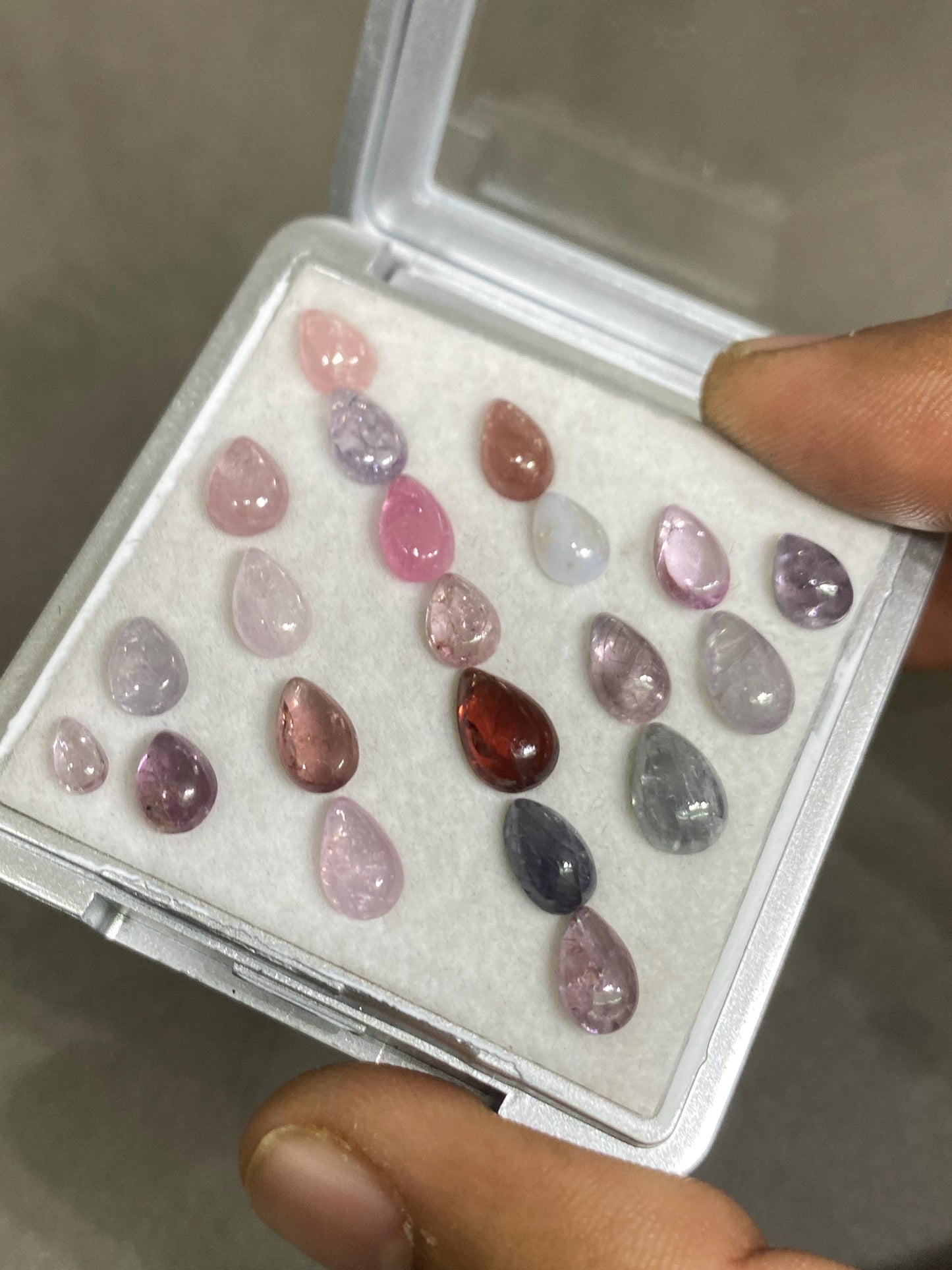 very rare burma mines multi spinel Pear cabochons lot beautiful gems pcs 21 weight 24.35 cts size 5x3mm-9x6mm spinel cabochons