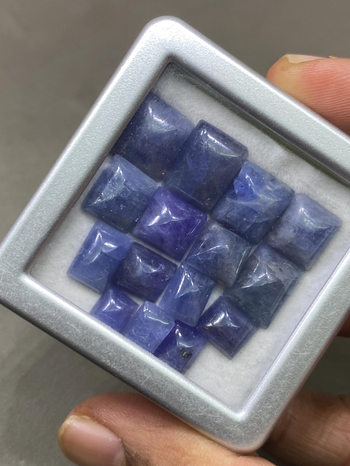 Stunning rare tanzanite  sugar loaf cabochons  weight 69.75  cts pcs 15 size 6.7x6.4mm-13.9x10mm tanzanite sugarloaf cabcohon