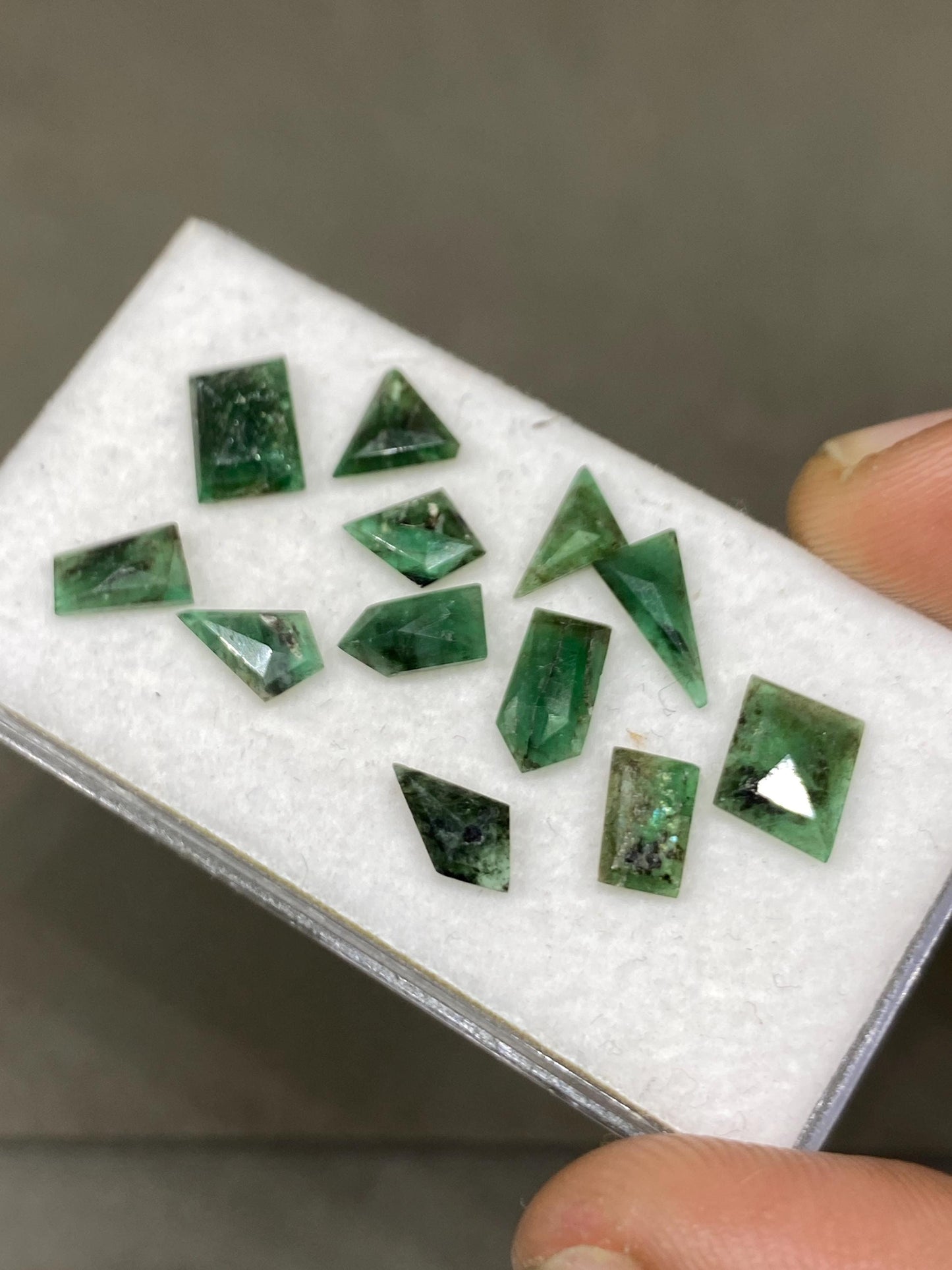 Natural Emerald geometric cut size weight carats natural Emerald Step cut geometric pcs 12 wholesale lot