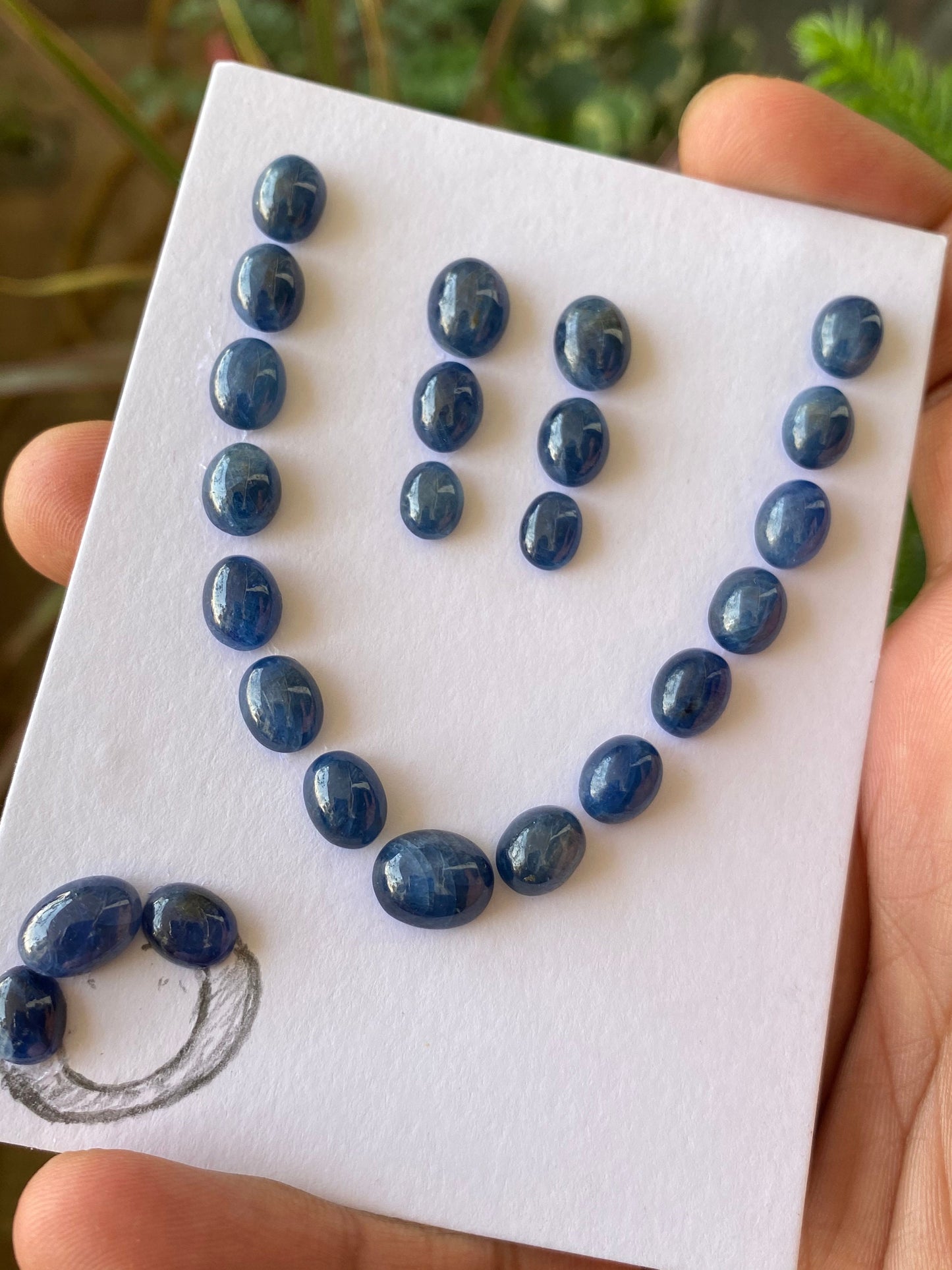 Dazzling African blue sapphire cabochons necklace earrings supplies  wt 69 cts size 8x6mm-11.3x9mm pcs 24 blue sapphire Cabochon