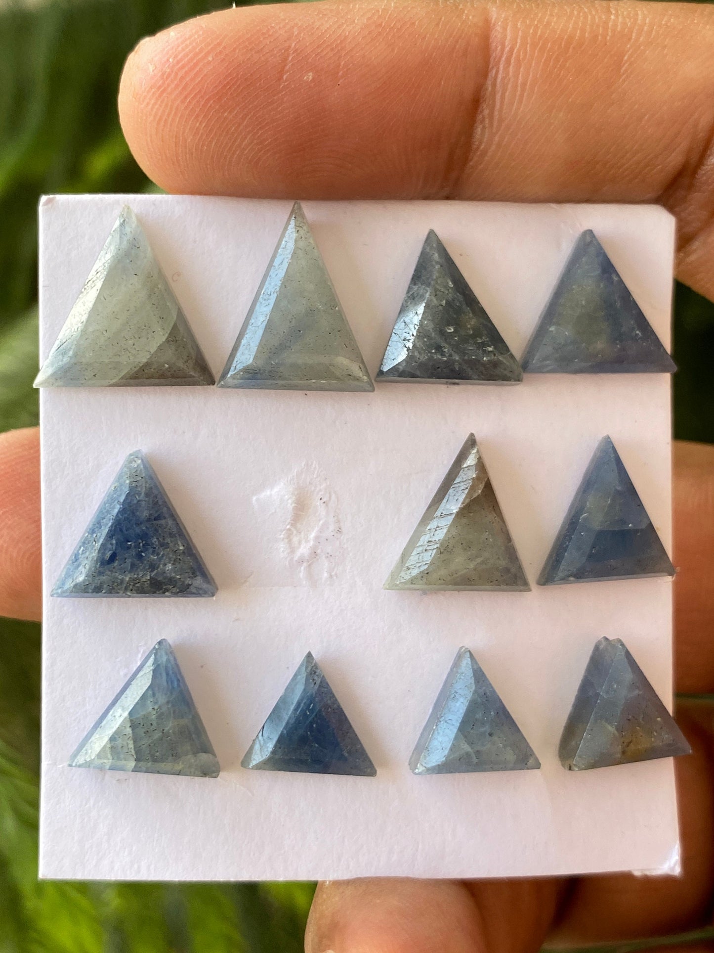 Natural rare  blue sapphire  Triangles geometric design stepcut flats weight 52 carats pcs 11 size 9mm-14x13mm blue sapphire triangles