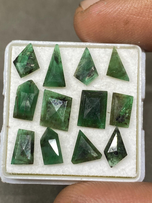 Dazzling Natural Emerald geometric cut small size natural Emerald Step cut geometric wt 5.90 cts pcs 12 size 6.5x5-7x6mm emerald rosecut