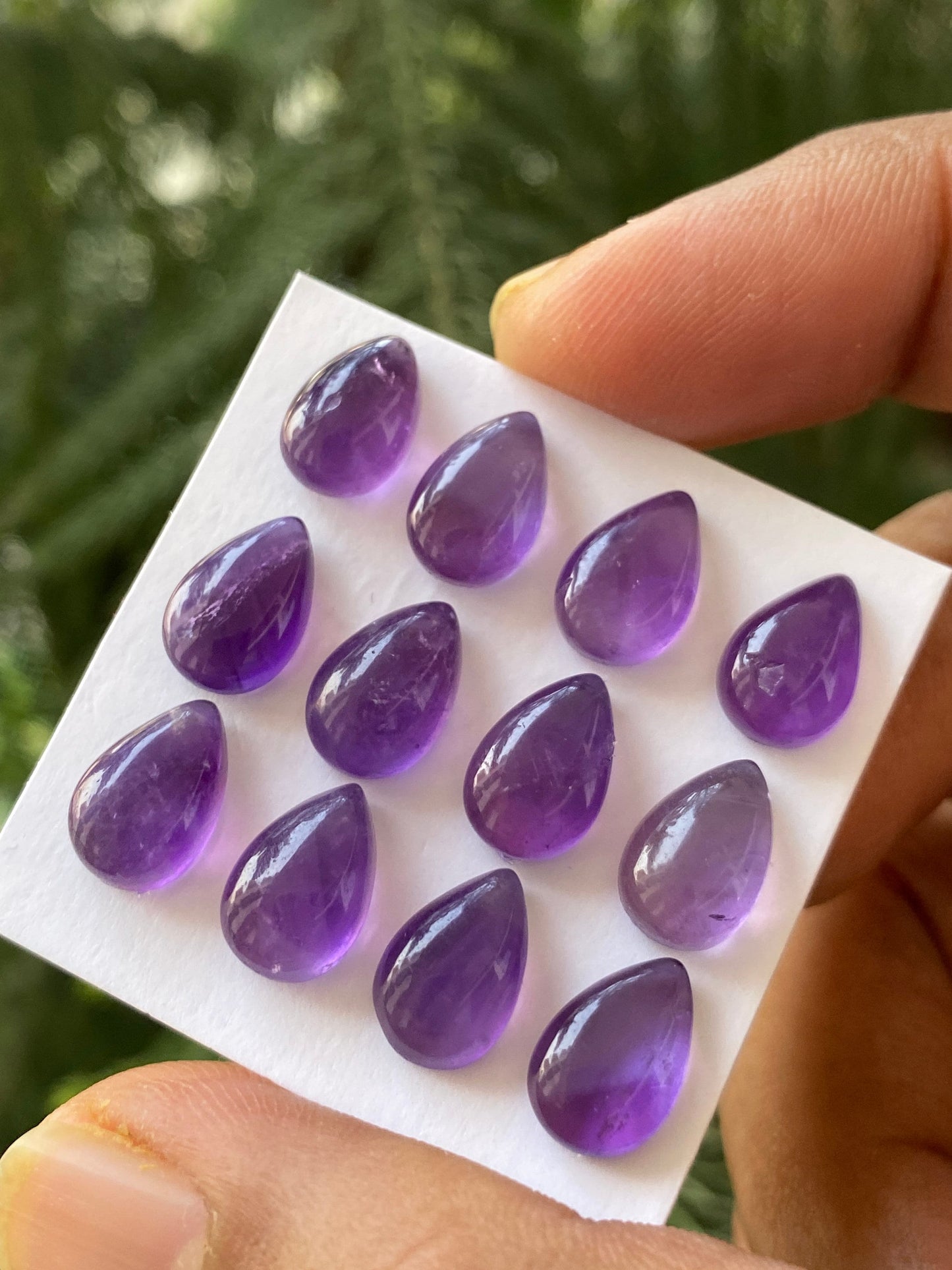 Awesome quality amethyst Pear cabochon pcs 12 Wt 46 carats  wholesale lot size 11x8mm amethyst cabochons