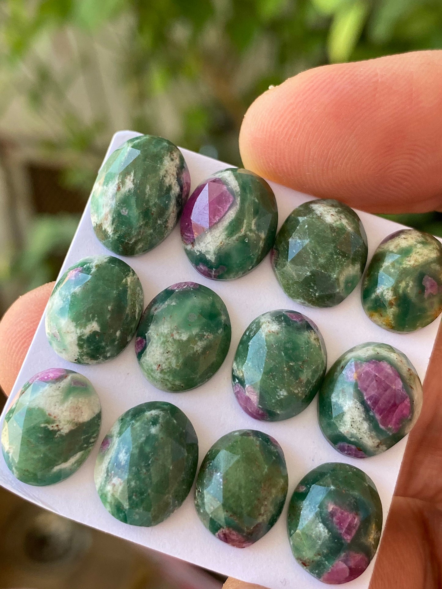 Fabulous rare natural ruby fuschite rosecut oval lot  pcs 12 wt 56 cts size 11.9x9.4mm-14.1x10.1mm  unheated untreated ruby rosecut