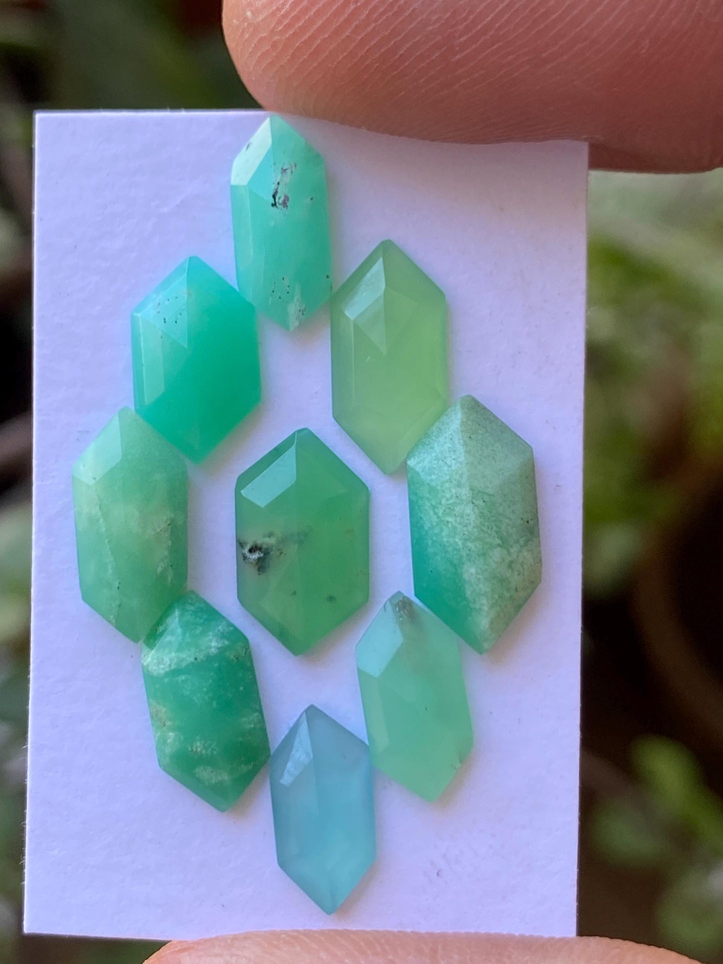 Marvellous chrysoprase hexagon stepcut wholesale lot Pcs 9 weight 10.30 carats size 10x5mm-12.8x6.3mm chrysoprase stepcut