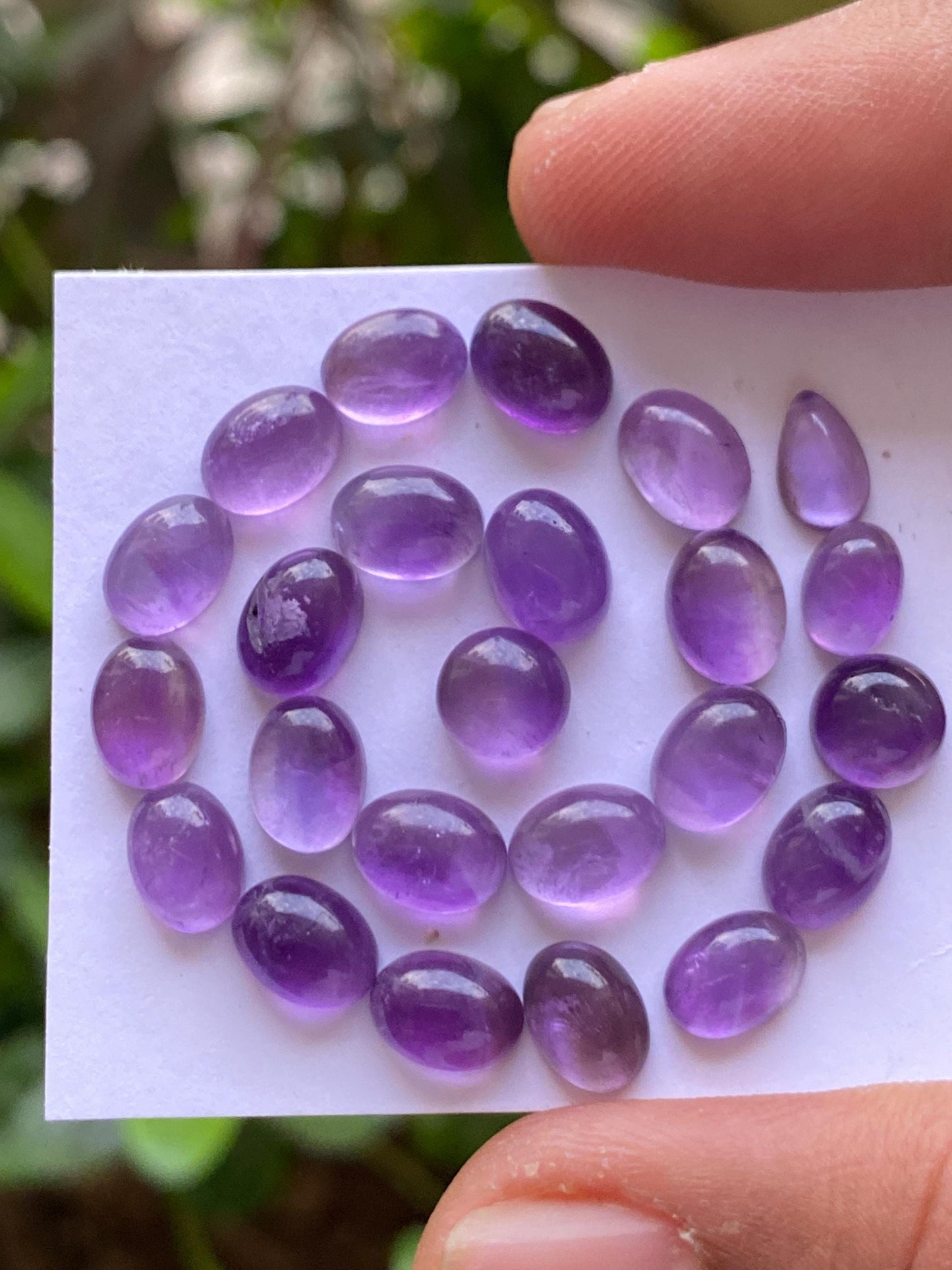 Gorgeous amethyst oval cabochon  pcs 24 wholesale lot weight 31.50 carats size  7x5mm-8x6mm amethyst cabochons