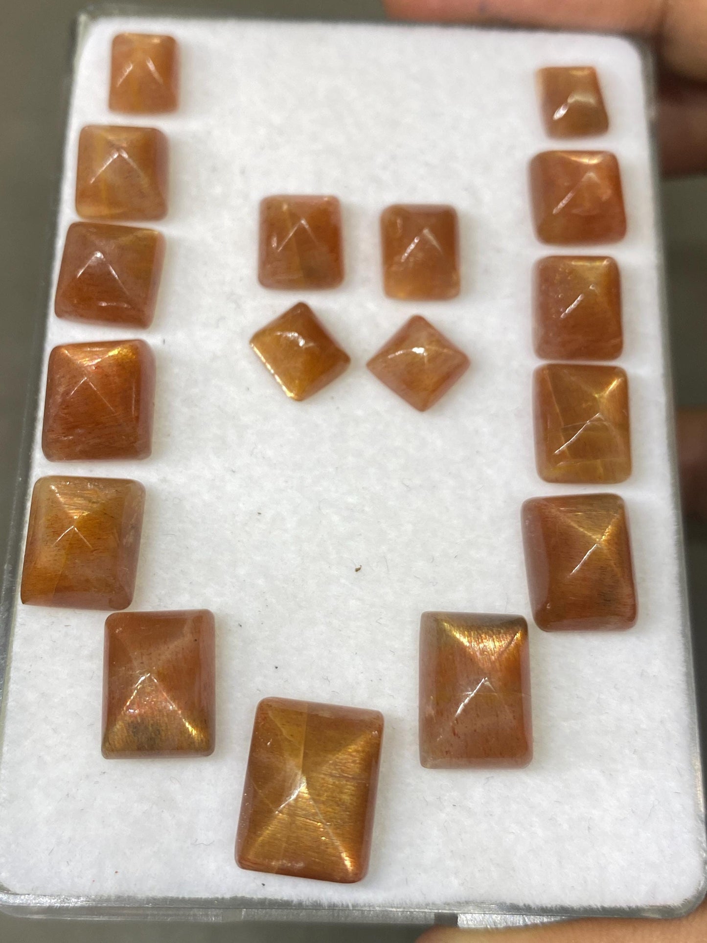 Beautiful natural African lattice sunstone sugar loaf cabochons necklacewt 61 cts pcs 17 size 7x6mm-13x10mm lattice sunstone  cabochons